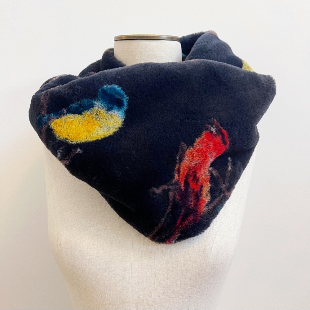 Madison 88 Black Yellow Red Faux Fur Infinity Scarf Soft NEW